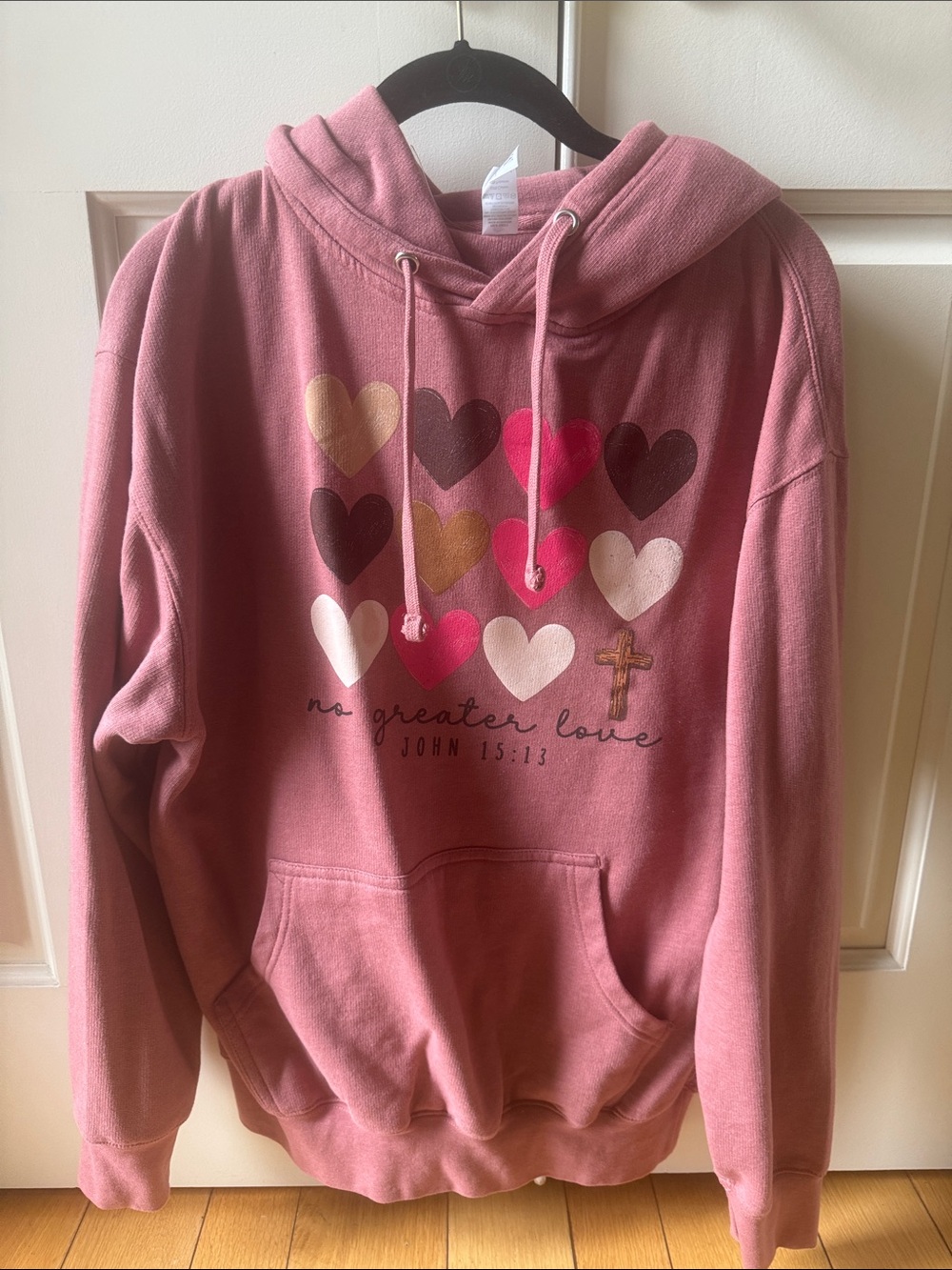 Women's Pink Heart Graphic Hoodie Sweatshirt